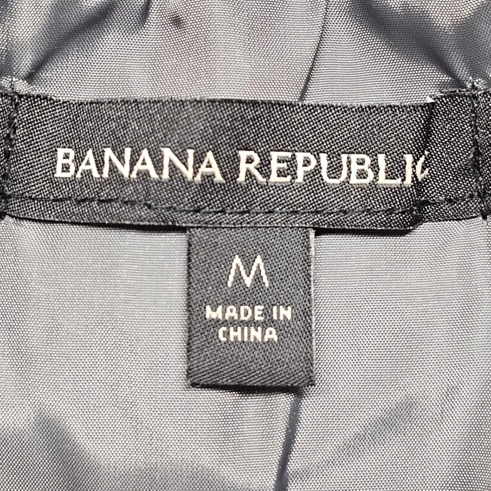 Banana Republic Bomber Jacket Mens Medium Gray Lined‎ Water Resistant Full Zip
